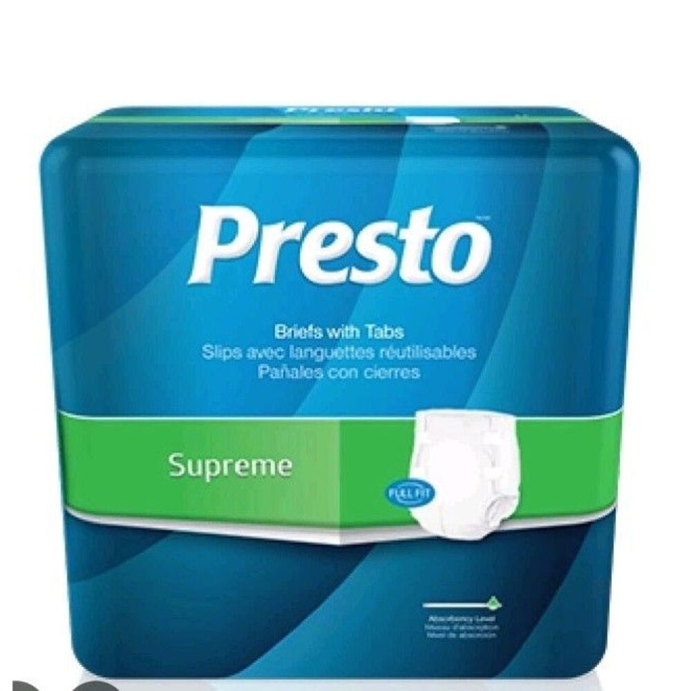 Presto Premier Adult disposable Briefs with Tabs Size Large 18 Per Bag